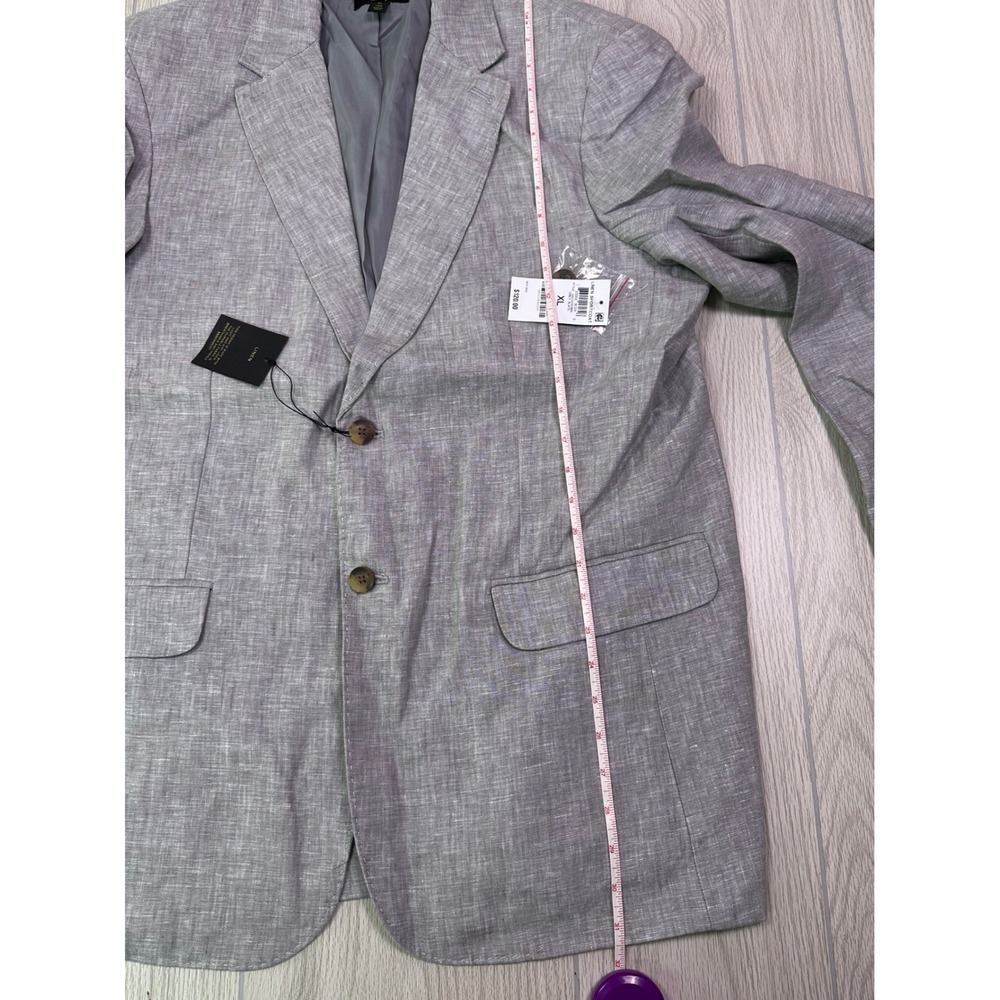 Club Room Luxury Mens XL Light Grey 100% Linen Two Button Sport Coat Blazer NWT - Picture 11 of 15
